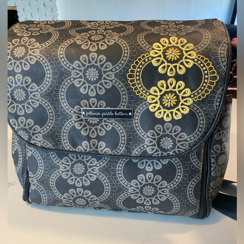 Petunia Pickle Bottom Diaper Bag Backpack with Floral embroidery